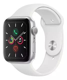 Apple Series 5 Watch (GPS) - Caixa de alumínio cor prateado de 44 mm - Pulseira esportiva branco