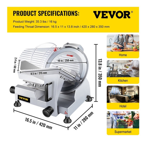 Rebanadora De Carne Comercial De Grosor Ajustable