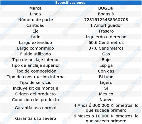 1 Amortiguador Gas Izq/der Tras Attitude 15 Al 20 Boge Bogas