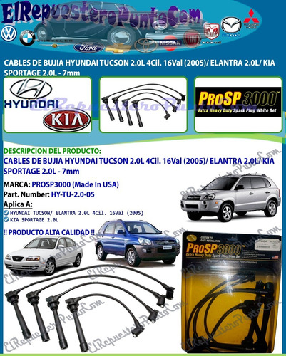 Cables Bujia Tucson 2.0l Elantra 2.0 Kia Sportage 2.0 - 7mm