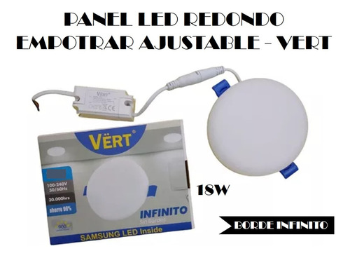 Panel Led Redondo Empotrar Ajustable Borde Infinito 18w  