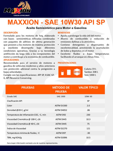 Aceite 10w30 Api Sp Semi Sintetico