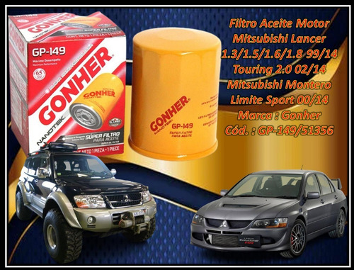 Filtro Aceite Motor Mitsubishi Lancer 1.3/1.5/1.6/1.8 99/14 