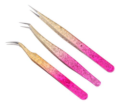 Pinça De Unhas Retas, 3 Peças, Pinça Artística, Curva De Aço