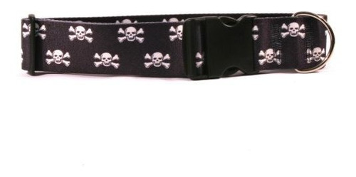 Collar Para Perro Con Calaveras Negras 14 A 20 . 2  Ancho.