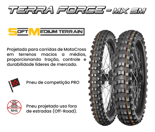 Pneu Traseiro Mitas 90/100-16 Terra Force-mx Sm 51m 85cc