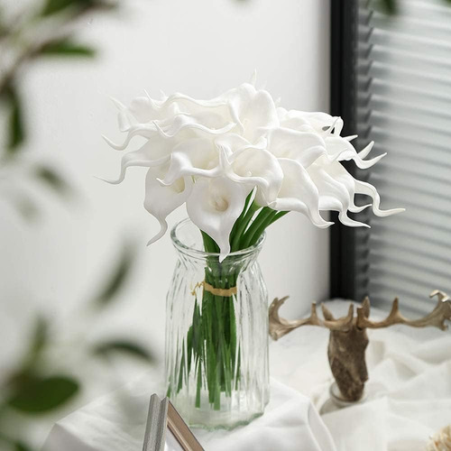 Ipopu 24 Pcs Flores Artificiais Falso Calla Lily Flores Real