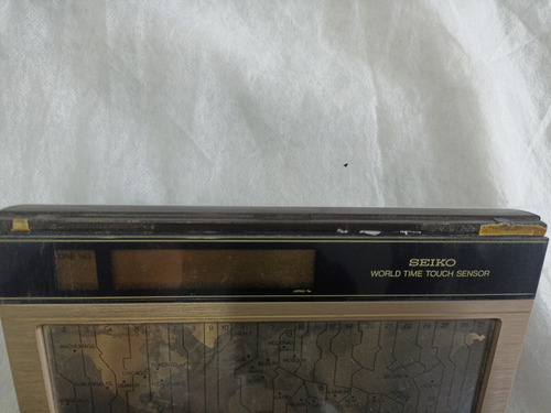 Reloj Mesa Antiguo Seiko World Time Digital Funcionando Dorado (Usado)