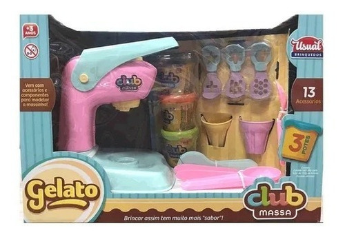 Imagem 2 de 10 de Kit Massinha De Modelar Gelato Club Massa C/ Maquina - Usual