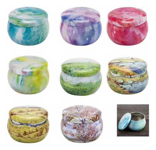 Frascos De Vela Redondos De 8 Unidades Com Tampas, Potes Mul