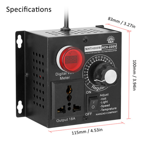 Regulador De Voltaje Compacto 4000w Ac110v De Voltaje Variab