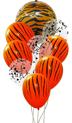 Pack 9 Globos Confeti Animal Print 3d