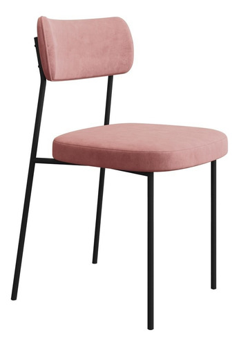 Cadeira Estofada Milli Veludo 402 F02 Rosa - Mpozenato Estrutura da cadeira Preto