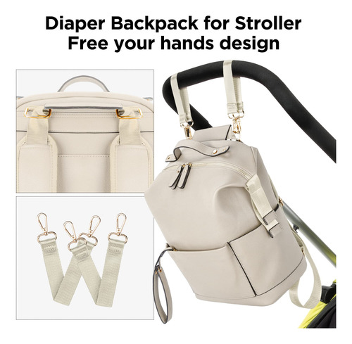 Mochila Para Pañales Minsong, Impermeable, Cambiador De Piel
