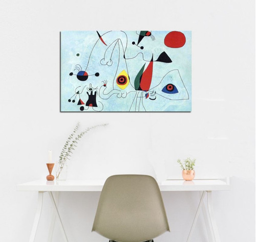 Vinilo Decorativo 60x90cm Joan Miro Mujer Pajaros