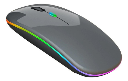 Mouse Sem Fio Para Tablet Notebook Recarregável Rgb - Cinza