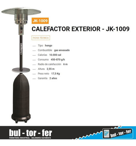 Imagen 4 de 8 de Calefactor Exterior Hongo Lusqtorff Mimbre Jk-1009 Garrafa