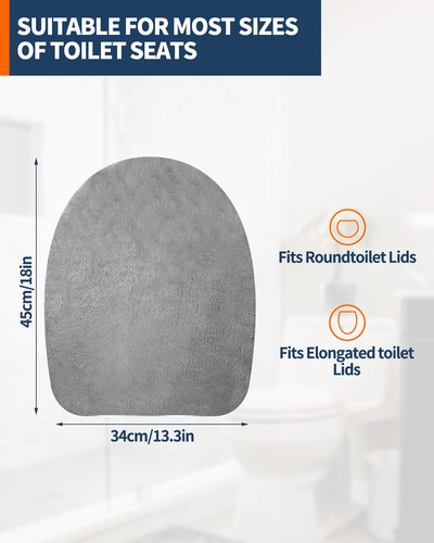Funda De Asiento De Inodoro Terciopelo Suave Gris Modelo Est Gris