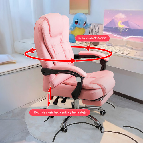 Silla De Oficina Ergonómica Giratoria 360° Con Reposapiés