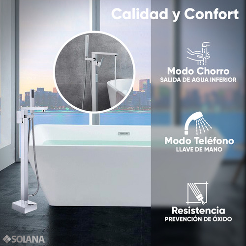 Solana Kit Tina De Baño Blanca Rectangular De Acrílico Slim 170x80x60 Cm + Grifo Independiente Monomando Silver / Kit De Lujo Completo Blanco/silver Para Cuarto De Baño