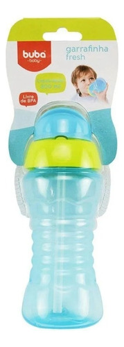 Garrafinha Fresh Copo Com Canudo De Silicone 300ml Buba Azul