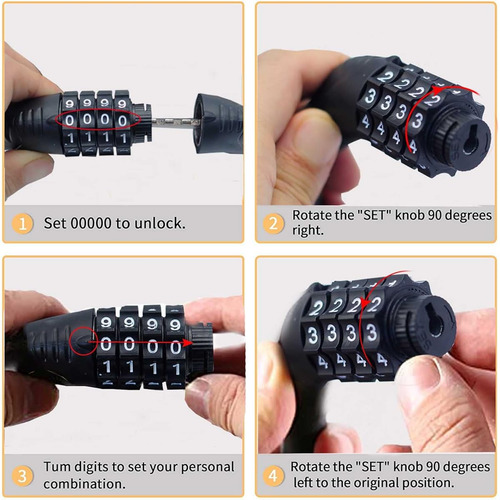 Candado De Cable Combinado Para Bicicleta De 4 Digitos
