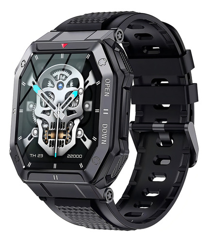 1,85 Ips 5atm Smart Watch Militar Impermeável De Bluetooth Caixa Preto Pulseira Preto Bisel Preto Desenho Da Pulseira Mesh