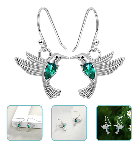 Aros Colibrí Pendientes Plata 925 Joya Mujer Regalo Colibri