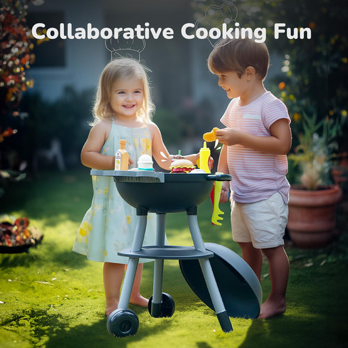 Juego 47 Piezas Barbecue Niños Cocinar Hamburguesas Coca Con Color