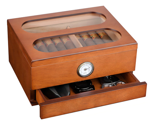 Cool Knight Humidor De Cigarros Con Higrometro Frontal, Humi