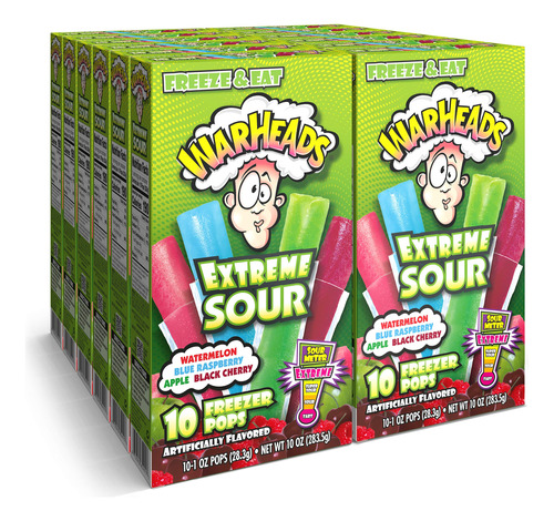 Warheads, Pops Congeladores Sin Grasa, Sabores Surtidos, Ext