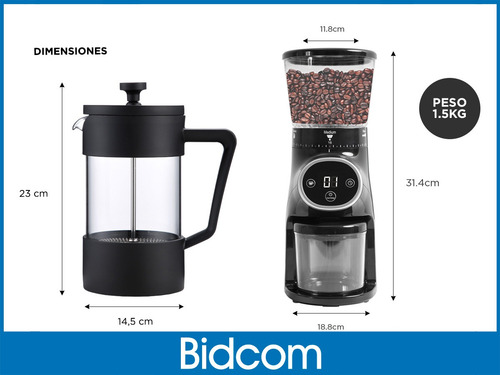 Cafetera Manual Prensa Francesa + Molinillo Profesional