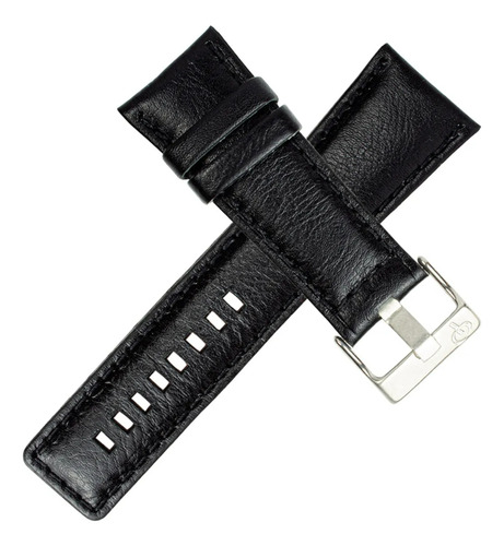 Poolsy pulseira para relógio couro legítimo cor preto 28mm
