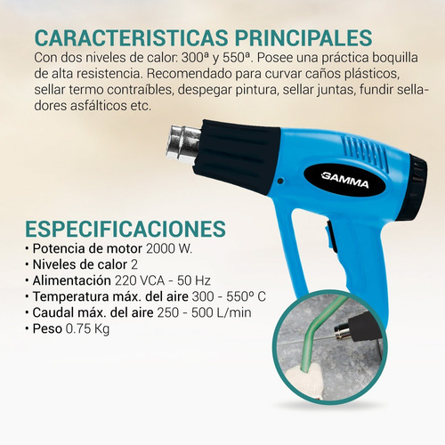 Imagen 4 de 4 de Pistola De Calor Gamma G1935ar 2000w Pc