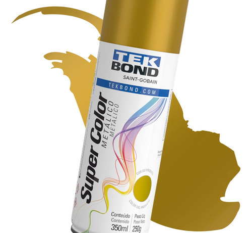 Spray Tinta Metalica Ouro Tekbond 350ml