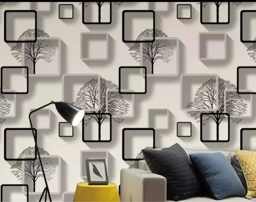 Papel Mural Pvc Cuadrados Blanco Y Negro Pack 5 Rollos