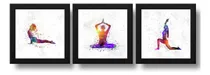 Comprar Set 3 Cuadros Yoga Pop Art Zen Meditacion Deporte - 33x33cm Marco Negro