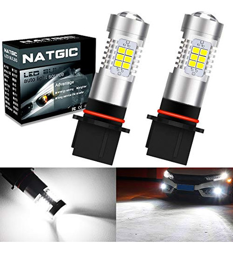 Natgic Auto Led Bombilla 2pcs P13w Drl Niebla De Reemplazo D