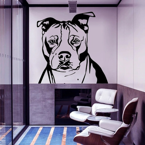 Vinilo Adhesivo Decorativo Pared Perro Pit Bull 58x71cms