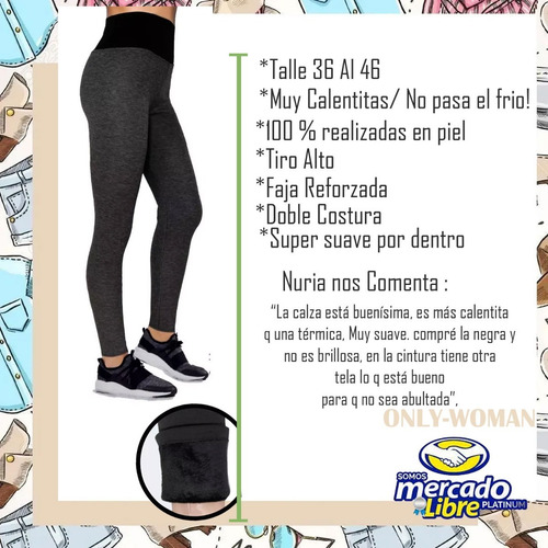 Imagen 10 de 10 de Calzas Termicas Con Piel Spandex Mujer Tiro Medio Invierno