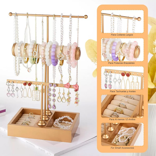 Joyero De Collares Y Porta Pulseras De 3 Niveles Para Mujer