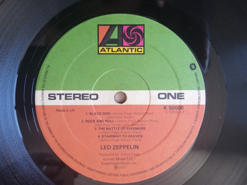 Led Zeppelin Iv Uk 1972 Vinilo 7.5 Puntos Estándar (Usado)
