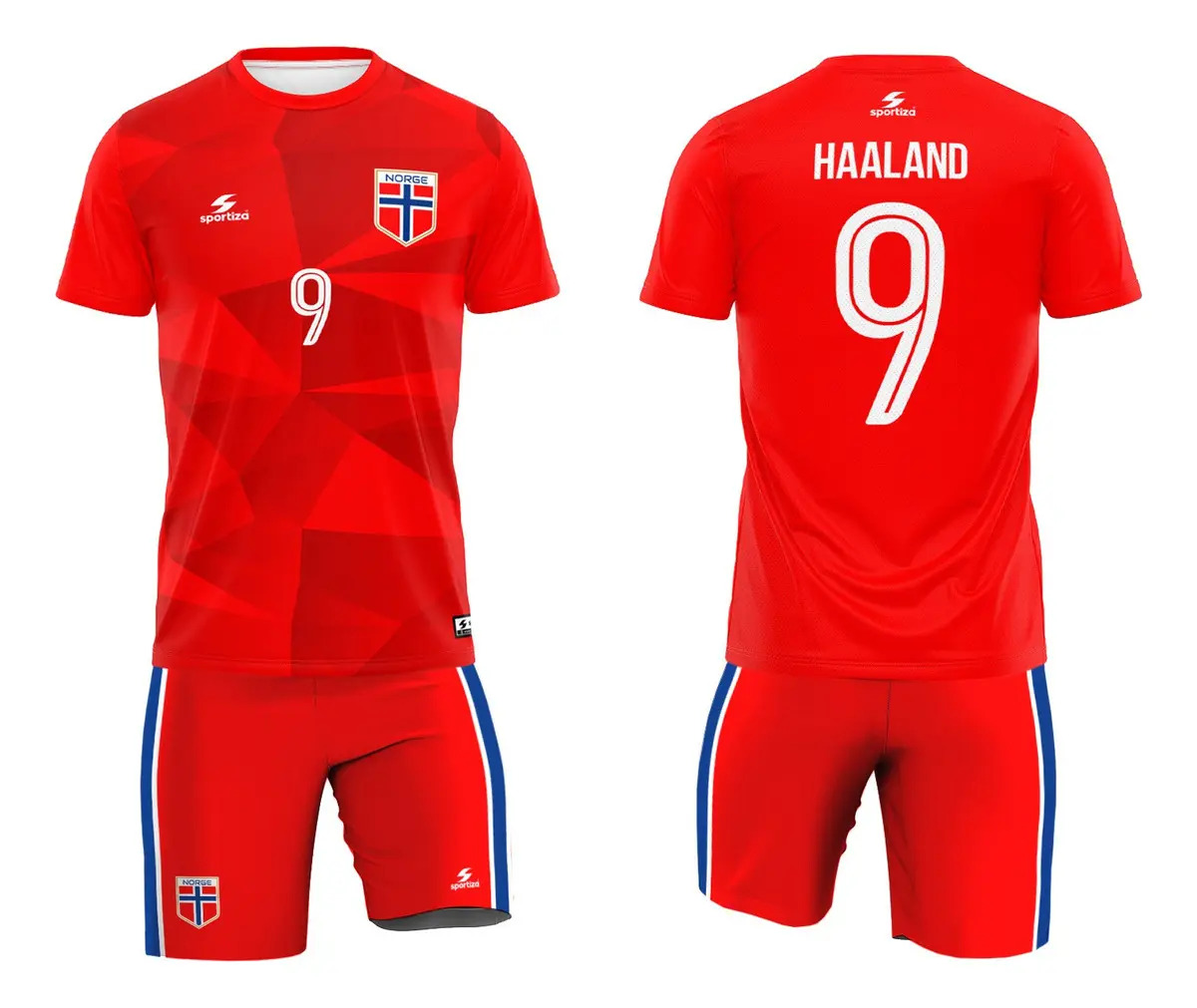Uniforme Haaland Noruega Camisa E Bermuda Cor Vermelho Tamanho Infantil 8
