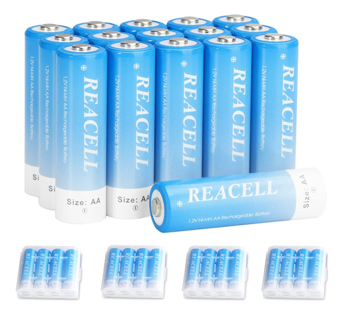 16pcs Aa Pilas Recargables, 2800mah Batería Recargable...