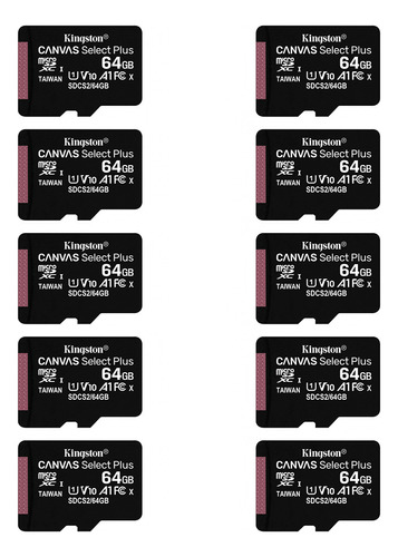 Pack 10 Memorias Micro Sd Kingston Canvas Select Plus 64gb