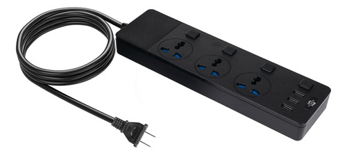 Cable De Extensión Power Strip Con Protector Contra Sobreten