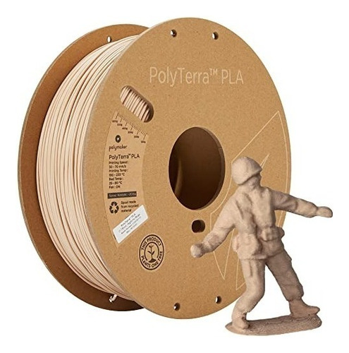 Filamento Polyterra Pla Polymaker, 1.75mm - 1kg Color Army Beige