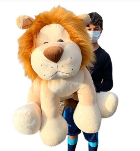 León De Peluche Gigante 1.10cm Perfumado Y Moño De Regalo 