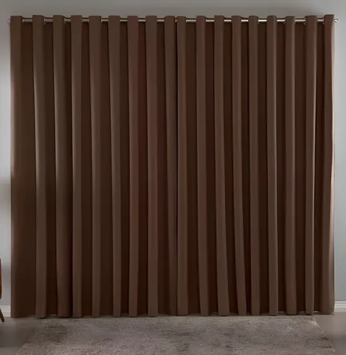 Cortina Blackout Em Tecido 3,00x2,80 Corta Luz Cor Tabaco