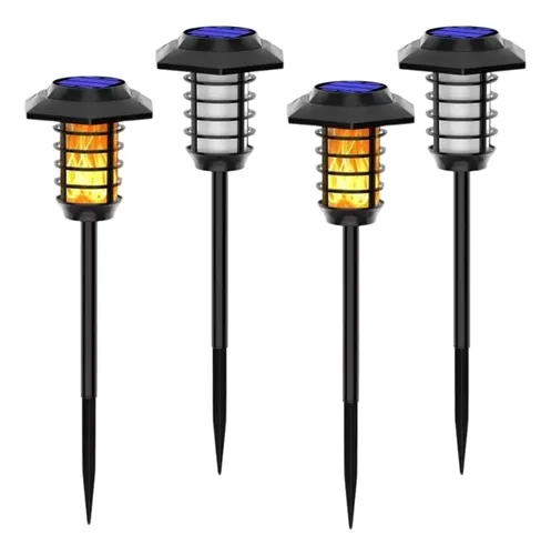 4 Lámparas Solares En Forma De Antorcha Para Jardín Ip65